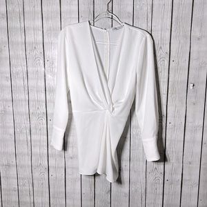 Zara Ecru Ivory Wrap Blouse with Gold Buttons Size Small